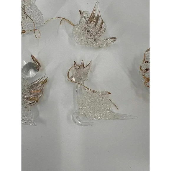VINTAGE 8 Piece Clear Glass Spaghetti/Spun Glass Ornaments NATIVITY TREE ANGELS - Picture 3 of 12